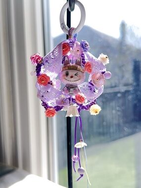 Cute Purple La bubu Wreath Keychain Charm for Bag&Phone